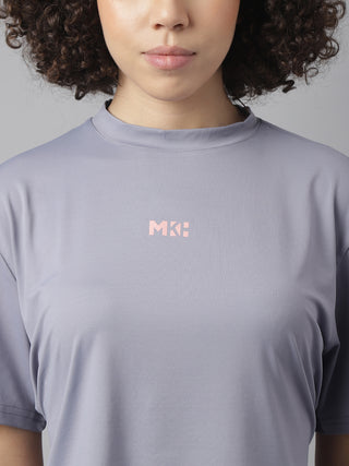 MKH WOMEN GREY DRI-FIT RELAXED FIT T-SHIRT