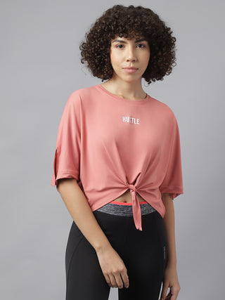 HUSTLE WOMEN PINK DRI-FIT RELAXED FIT T-SHIRT