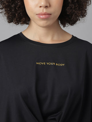 MOVE YOUR BODY WOMEN BLACK DRI-FIT RELAXED FIT T-SHIRT