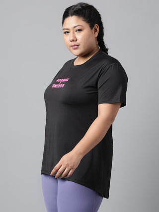 NORMAL IS BORING WOMEN BLACK DRI-FIT RELAXED FIT T-SHIRT