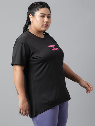 NORMAL IS BORING WOMEN BLACK DRI-FIT RELAXED FIT T-SHIRT