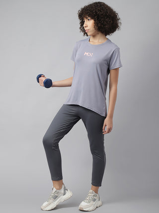 MKH Women Grey Breathable Workout Wear T-Shirt for Running