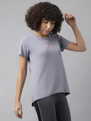 MKH Women Grey Breathable Workout Wear T-Shirt for Running