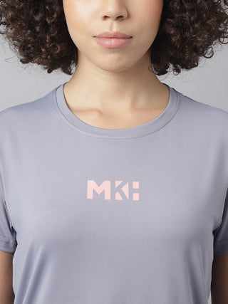 MKH Women Grey Breathable Workout Wear T-Shirt for Running