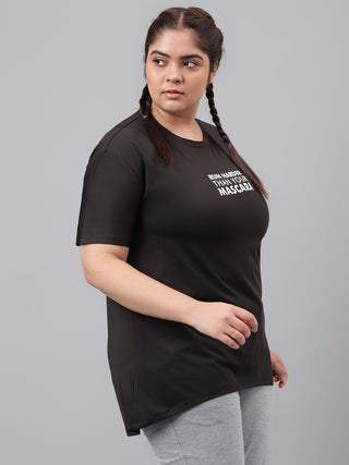 RUN HARDER WOMEN BLACK DRI-FIT RELAXED FIT T-SHIRT