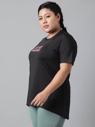 RUN HARDER WOMEN BLACK DRI-FIT RELAXED FIT T-SHIRT