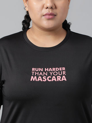 RUN HARDER WOMEN BLACK DRI-FIT RELAXED FIT T-SHIRT