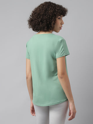 MKH Women Sea Green Active Fit T-Shirt for Gym and Outdoor Use