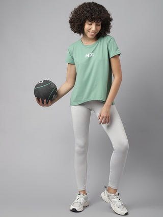 MKH Women Sea Green Active Fit T-Shirt for Gym and Outdoor Use
