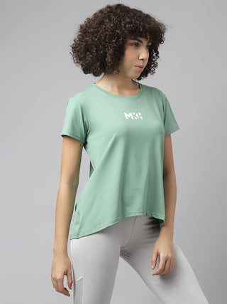 MKH Women Sea Green Active Fit T-Shirt for Gym and Outdoor Use