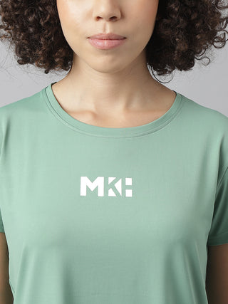 MKH Women Sea Green Active Fit T-Shirt for Gym and Outdoor Use