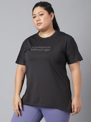 CONFIDENCE WOMEN BLACK DRI-FIT RELAXED FIT T-SHIRT