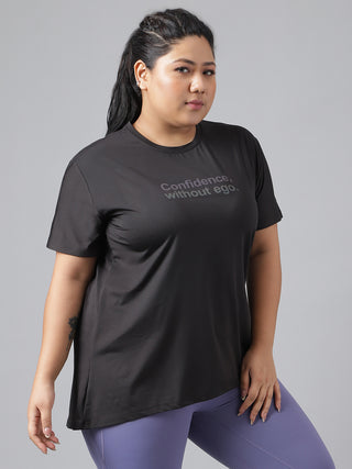 CONFIDENCE WOMEN BLACK DRI-FIT RELAXED FIT T-SHIRT
