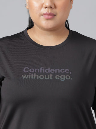 CONFIDENCE WOMEN BLACK DRI-FIT RELAXED FIT T-SHIRT