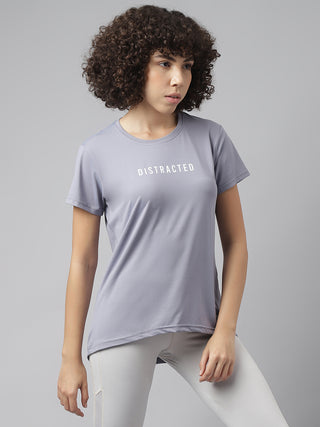 MKH Women Grey Lightweight Gym Activity T-Shirt for Outdoor Wear