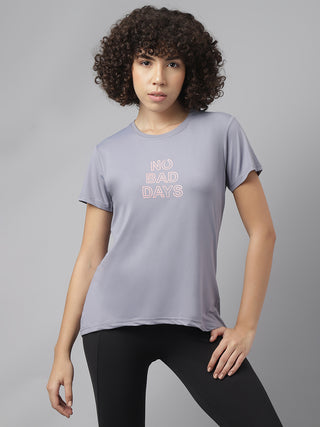 MKH Women Grey Stretchable Fitness T-Shirt for Gym and Yoga