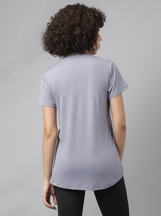 MKH Women Grey Stretchable Fitness T-Shirt for Gym and Yoga