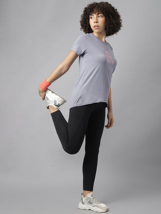 MKH Women Grey Stretchable Fitness T-Shirt for Gym and Yoga