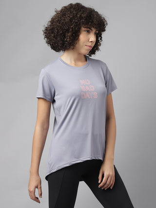 MKH Women Grey Stretchable Fitness T-Shirt for Gym and Yoga
