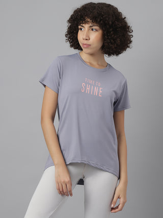 TIME TO SHINE WOMEN GREY DRI-FIT RELAXED FIT T-SHIRT