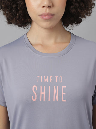 TIME TO SHINE WOMEN GREY DRI-FIT RELAXED FIT T-SHIRT