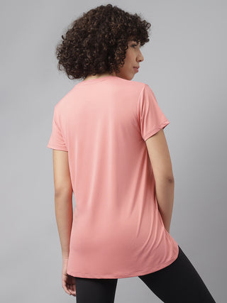 MKH Women Pink Lightweight Fitness Wear T-Shirt for Daily Activity