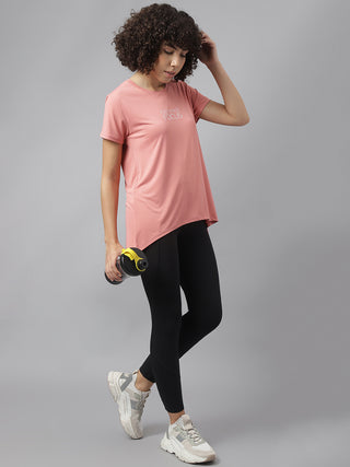 MKH Women Pink Lightweight Fitness Wear T-Shirt for Daily Activity