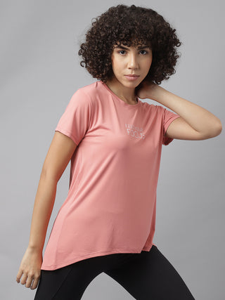 MKH Women Pink Lightweight Fitness Wear T-Shirt for Daily Activity
