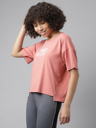 POWER OF LOVE WOMEN PINK DRI-FIT RELAXED FIT T-SHIRT