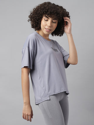MKH Women Grey Soft Comfort Gym Wear T Shirt for Daily Activity