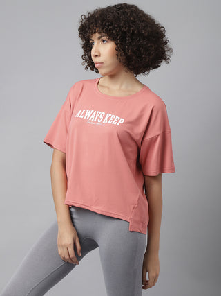 MKH Women Pink Lightweight Fitness Training T Shirt for Gym Sessions