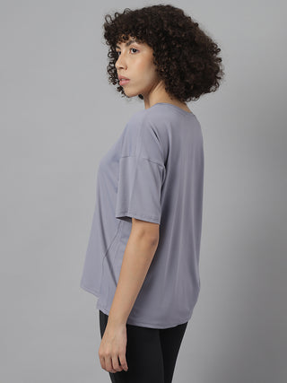 YOU CAN WOMEN GREY DRI-FIT RELAXED FIT T-SHIRT