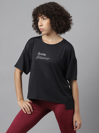 MKH Women Black Comfortable Outdoor Training T Shirt for Daily Wear