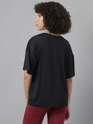 MKH Women Black Comfortable Outdoor Training T Shirt for Daily Wear