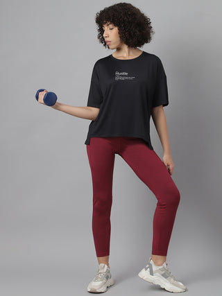 MKH Women Black Comfortable Outdoor Training T Shirt for Daily Wear
