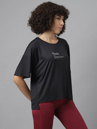 MKH Women Black Comfortable Outdoor Training T Shirt for Daily Wear