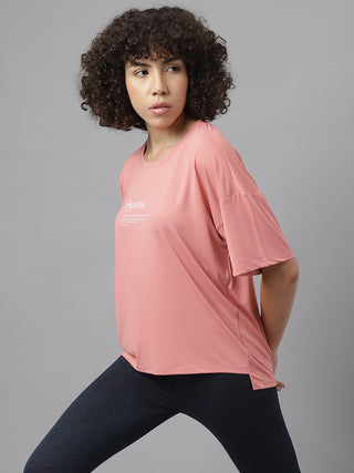 MKH Women Pink Breathable Sports T Shirt for Gym and Activity