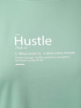 HUSTLE WOMEN GREEN DRI-FIT RELAXED FIT T-SHIRT