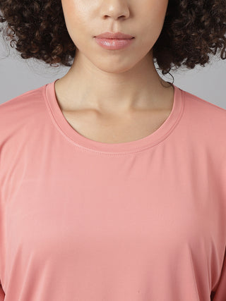 MKH Women Peach Lightweight Activity T Shirt for Yoga and Gym