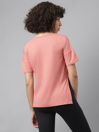 MKH Women Pink Breathable Workout Wear T-Shirt for Running