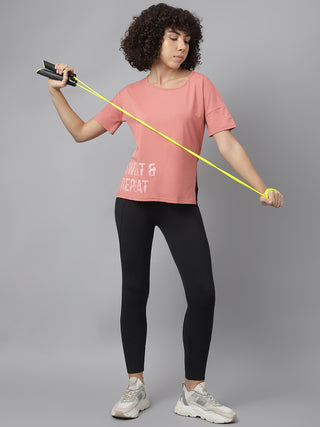 MKH Women Pink Breathable Workout Wear T-Shirt for Running