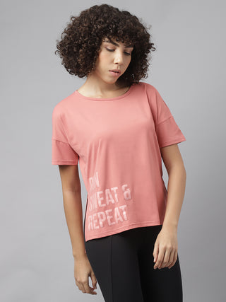 MKH Women Pink Breathable Workout Wear T-Shirt for Running