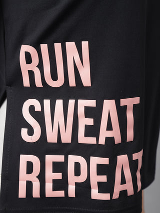 RUN SWEAT & REPEAT WOMEN BLACK DRI-FIT RELAXED FIT T-SHIRT