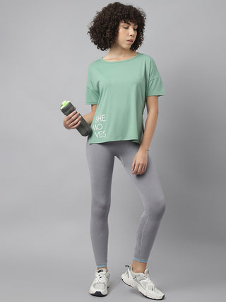 MKH Women Sea Green Lightweight Gym Activity T-Shirt for Outdoor Wear