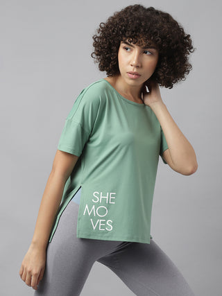 MKH Women Sea Green Lightweight Gym Activity T-Shirt for Outdoor Wear