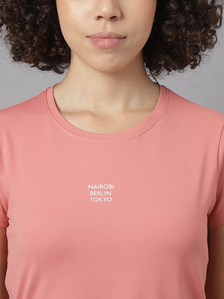 MKH Women Pink Breathable Sportswear T-Shirt for Running Training