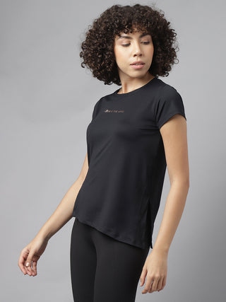 MKH Women Black Flexible Outdoor Activity T-Shirt for Running
