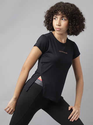 MKH Women Black Flexible Outdoor Activity T-Shirt for Running