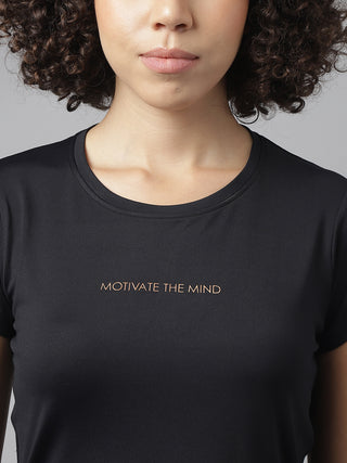 MKH Women Black Flexible Outdoor Activity T-Shirt for Running
