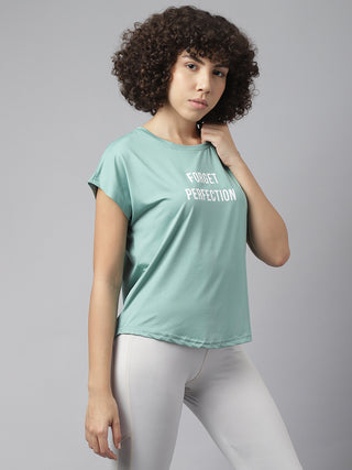 MKH Women Green AirTrack Workout Performance T Shirt